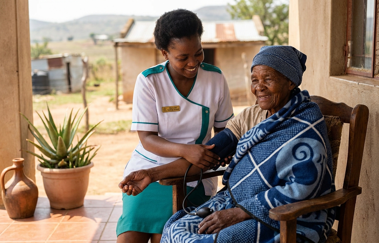 Khanyisa student caring for an elderly patient