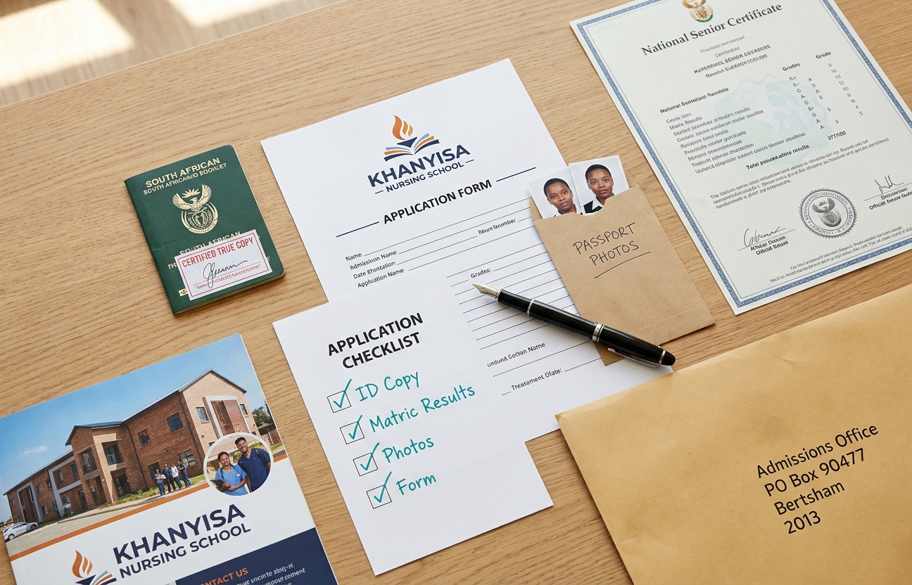 Application materials laid out on a desk