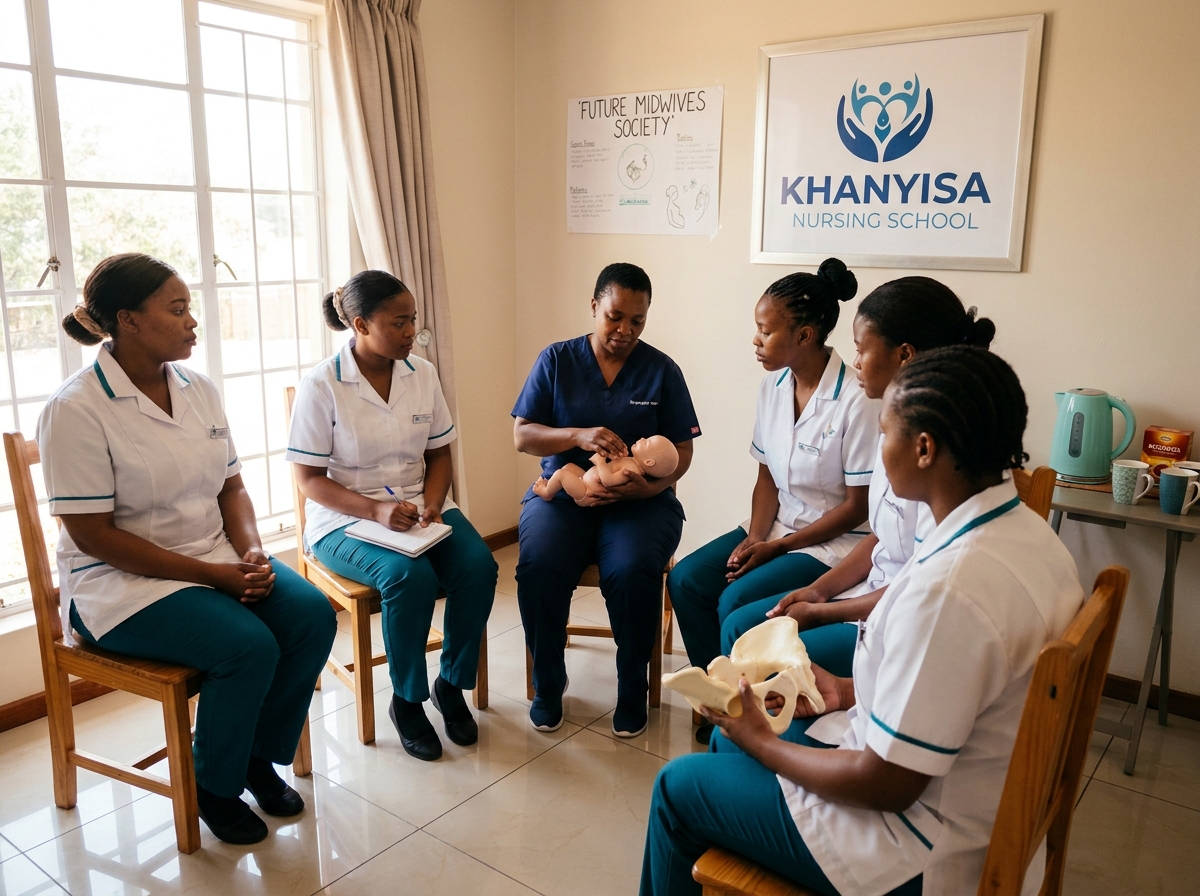 Midwifery student with newborn
