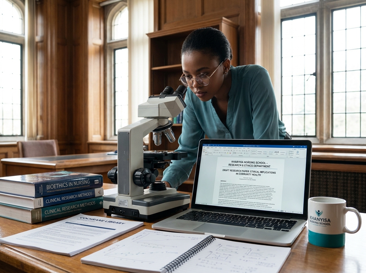 Researcher with microscope