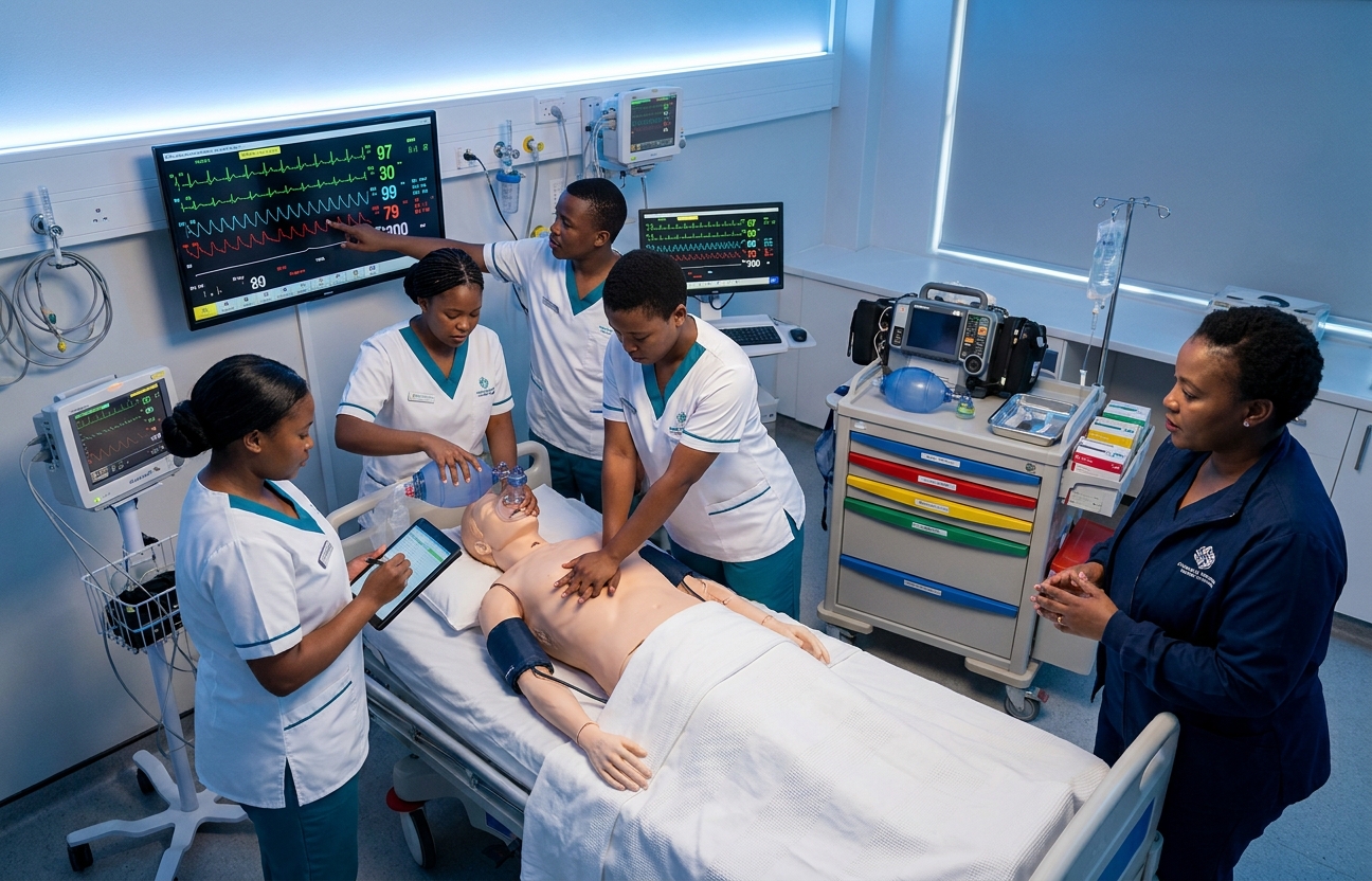 Diploma students in simulation lab