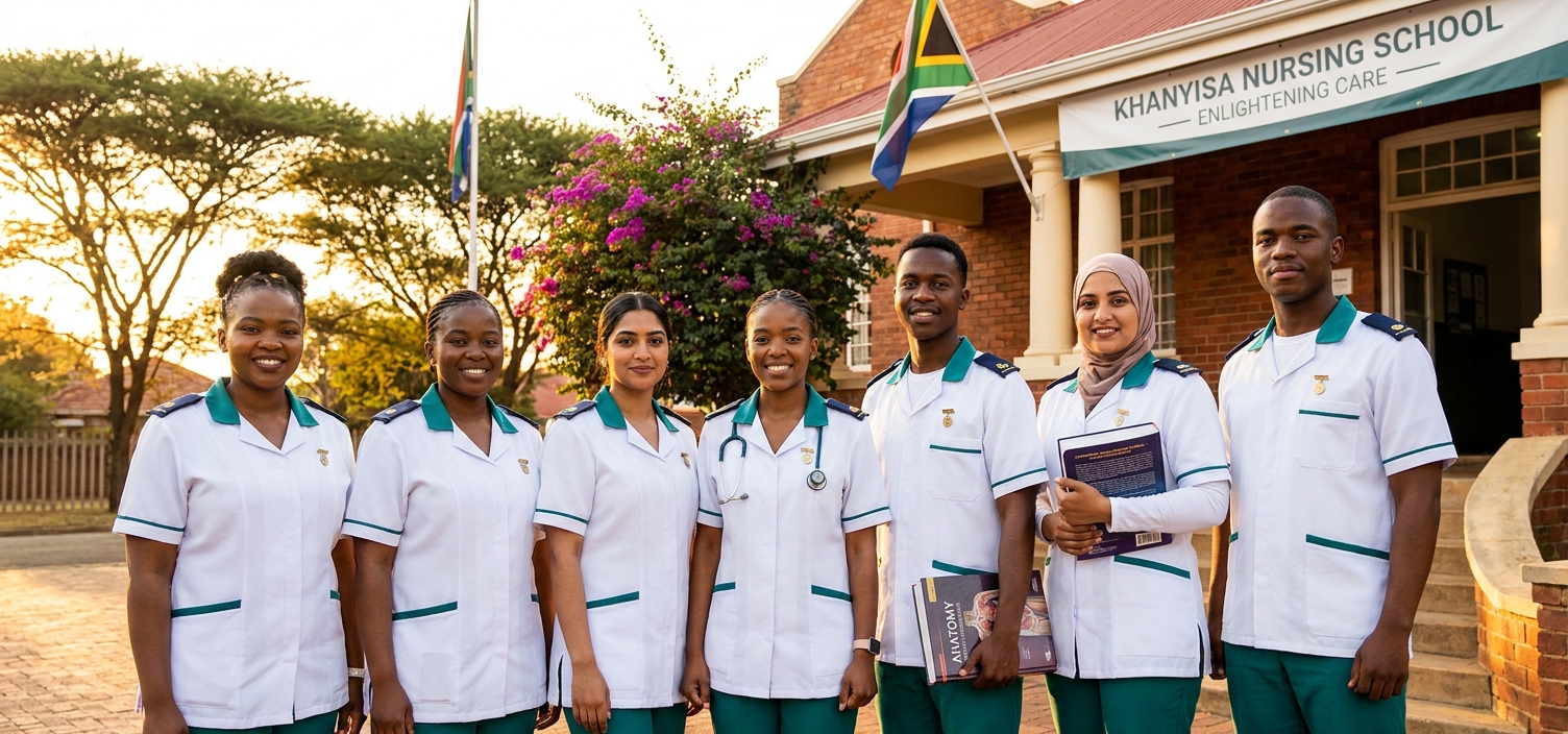 Khanyisa Nursing School graduates on campus steps