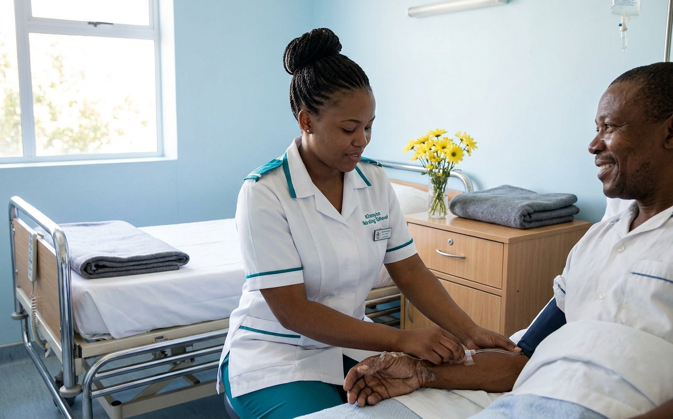 Nurse with patient at bedside